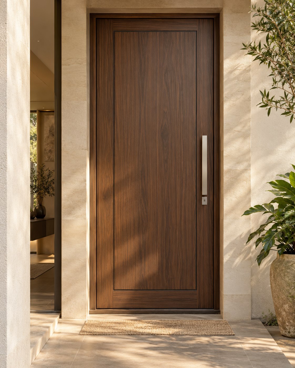 Contemporary door with brushed silver handle — design inspiration